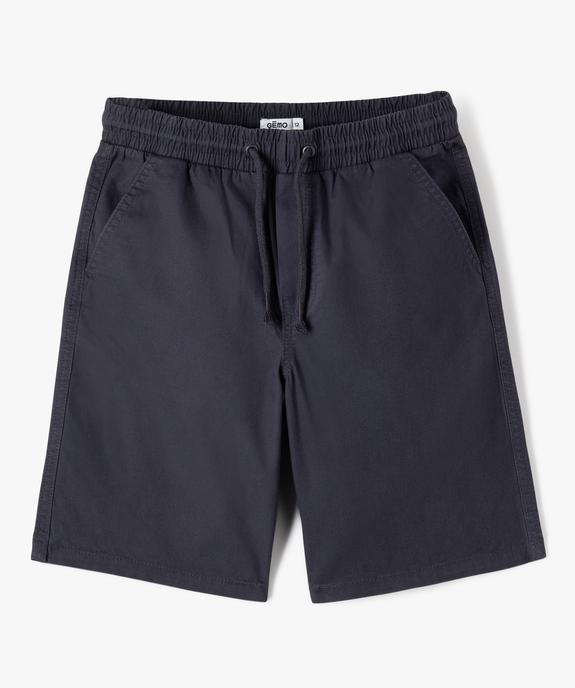 Bermuda garçon en coton avec ceinture élastique vue1 - GEMO (JUNIOR) - GEMO