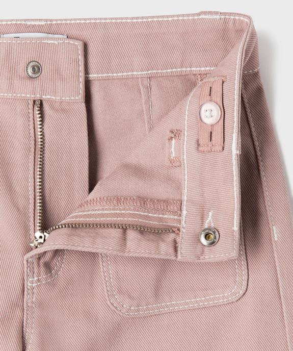 Pantalon straight en twill de coton à poches plaquées fille vue3 - GEMO 4G FILLE - GEMO