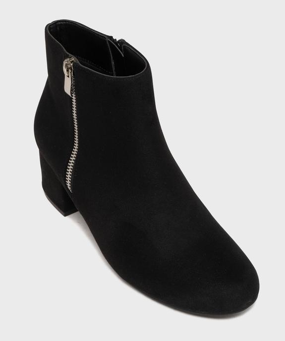 Boots femme à talon carré en suédine unie et zip décoratif vue11 - VALENTINA BALDA - GEMO