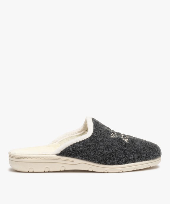 Chaussons femme confort mules en feutrine brodée flocon vue1 - GEMO(HOMWR FEM) - GEMO