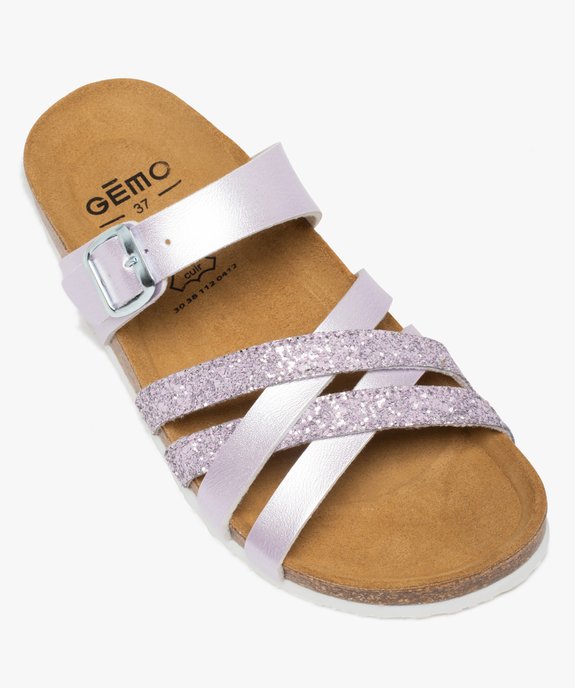 Mules femme plates à brides métallisées et pailletées vue5 - GEMO (CASUAL) - GEMO