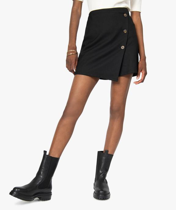 Jupe short femme effet portefeuille avec boutons  vue1 - GEMO(FEMME PAP) - GEMO