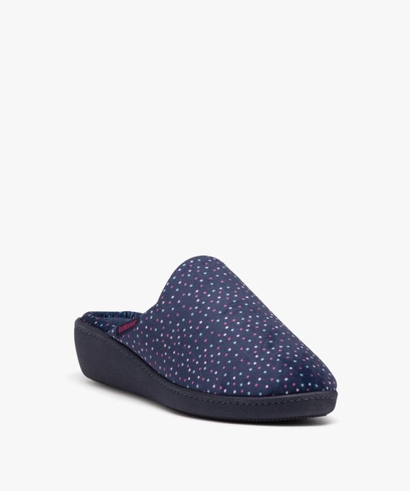 Chaussons femme mules à talon compensé en velours - Isotoner vue2 - ISOTONER - GEMO