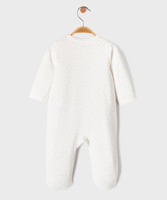 Pyjama en velours à motifs pailletés fermeture zippée devant bébé fille vue4 - GEMO 4G BEBE - GEMO