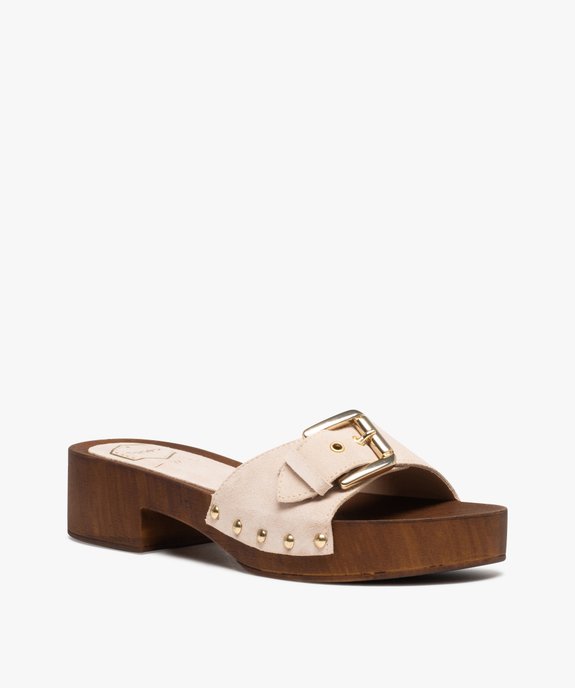 Mules femme à talon large et bride en cuir - Taneo vue2 - TANEO - GEMO