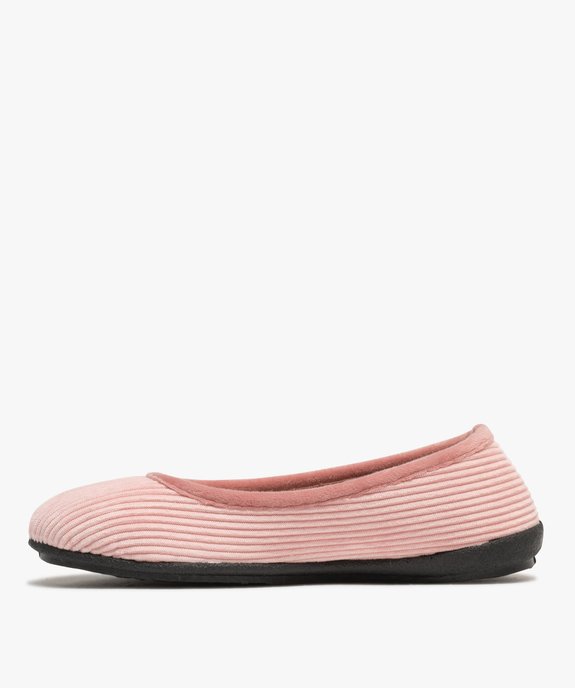 Chaussons ballerines en velours côtelé femme vue3 - G'FLEX - GEMO