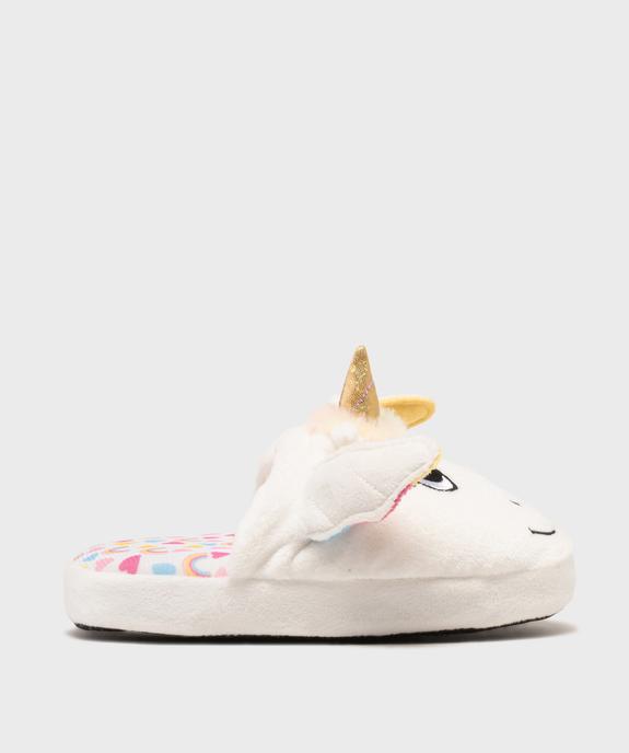 Chaussons mules motif licorne en relief fille  vue1 - GEMO (ENFANT) - GEMO