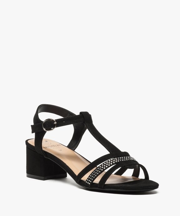 Sandales femme à talon avec brides et strass vue2 - GEMO(URBAIN) - GEMO