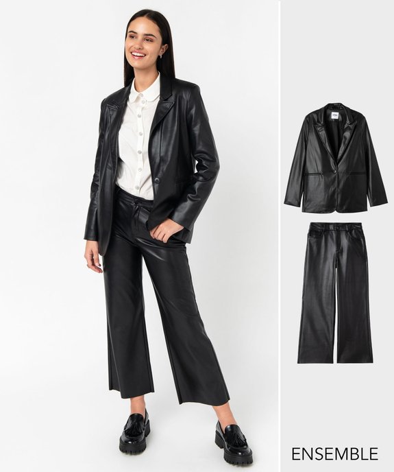 Ensemble pantalon et veste imitation cuir pour femme - GEMO