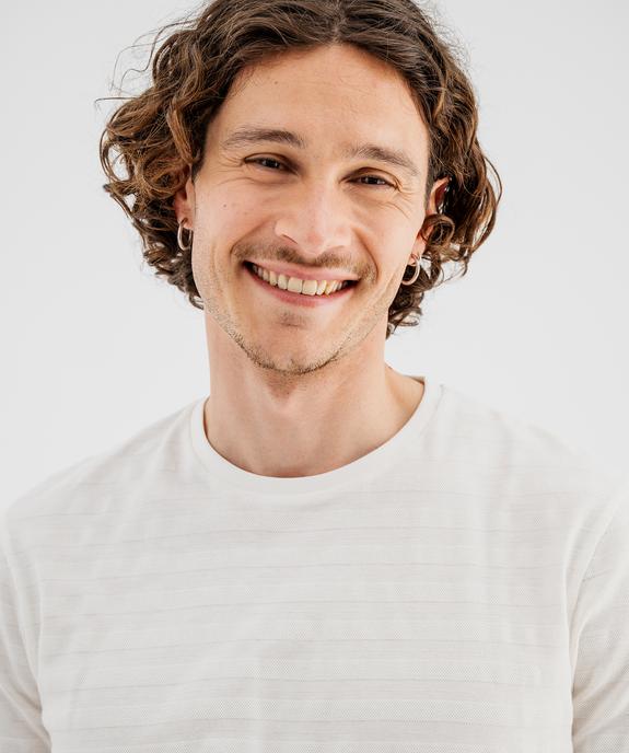 Tee-shirt manches courtes uni effet rayé homme vue2 - GEMO 4G HOMME - GEMO