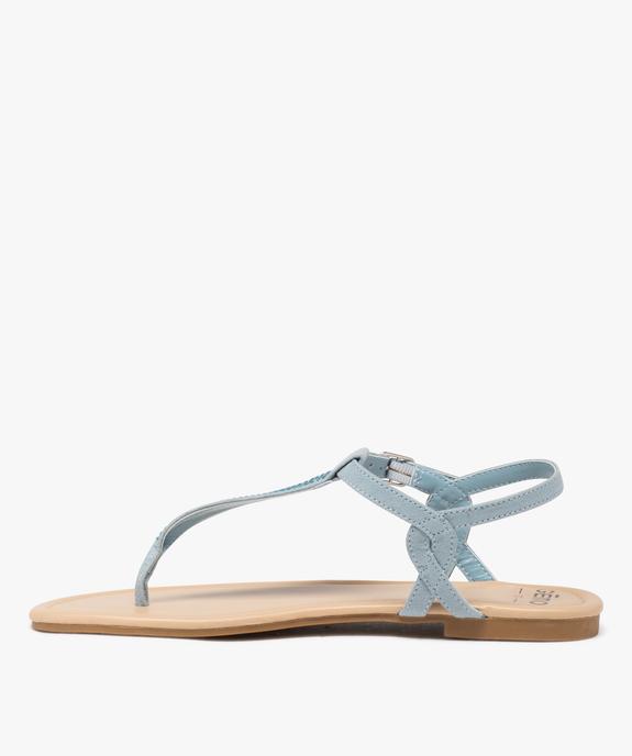 Sandales femme plates unies à entre-doigts avec strass vue3 - GEMO (CASUAL) - GEMO