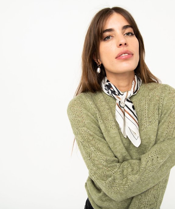 Pull en maille ajourée avec boutons décoratifs femme vue6 - GEMO 4G FEMME - GEMO