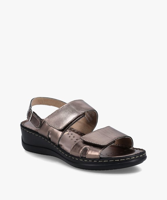 Sandales femme confort en cuir à brides ajustables vue2 - GEMO (CONFORT) - GEMO