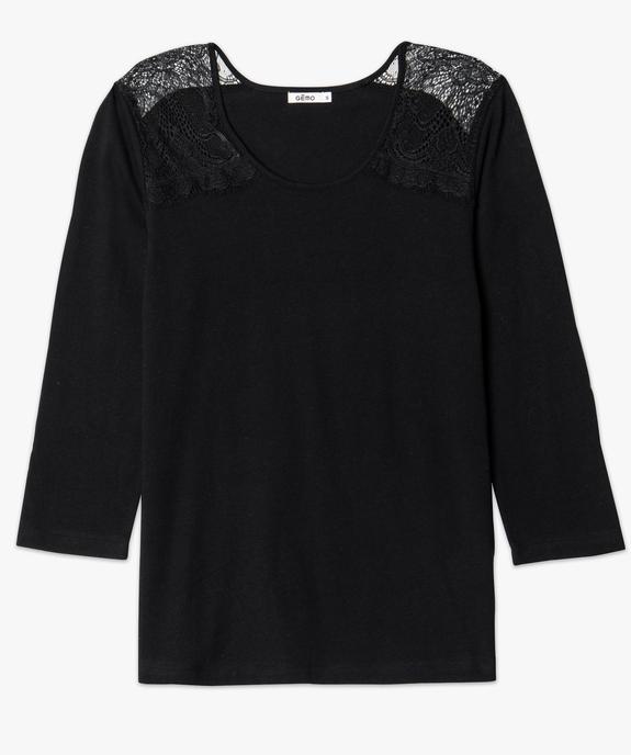 Tee-shirt femme à manches longues et dentelle vue4 - GEMO (MAILLE) - GEMO