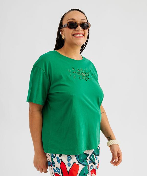 Tee-shirt manches courtes avec motif brodé femme grande taille vue1 - GEMO (G TAILLE) - GEMO