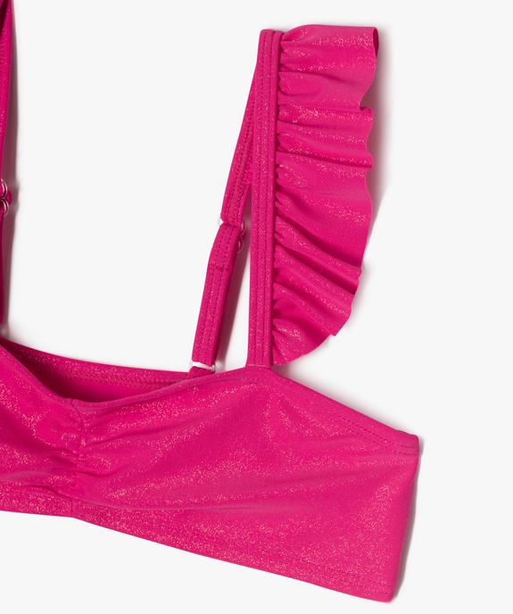 Maillot de bain 2 pièces pailleté à bretelles volantées fille vue2 - GEMO 4G FILLE - GEMO