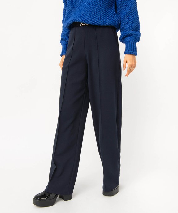 Pantalon en maille extensible avec bijou à la ceinture femme vue1 - GEMO(FEMME PAP) - GEMO