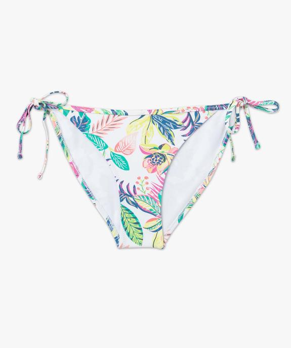 Bas de maillot de bain femme à liens côté imprimé tropical vue4 - GEMO 4G FEMME - GEMO