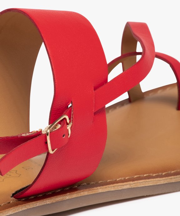 Sandales femme à talon plat et brides en cuir vue6 - GEMO (CASUAL) - GEMO