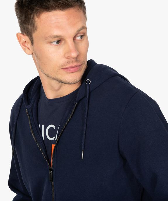 Sweat homme zippé à capuche uni et molletonné vue2 - GEMO 4G HOMME - GEMO