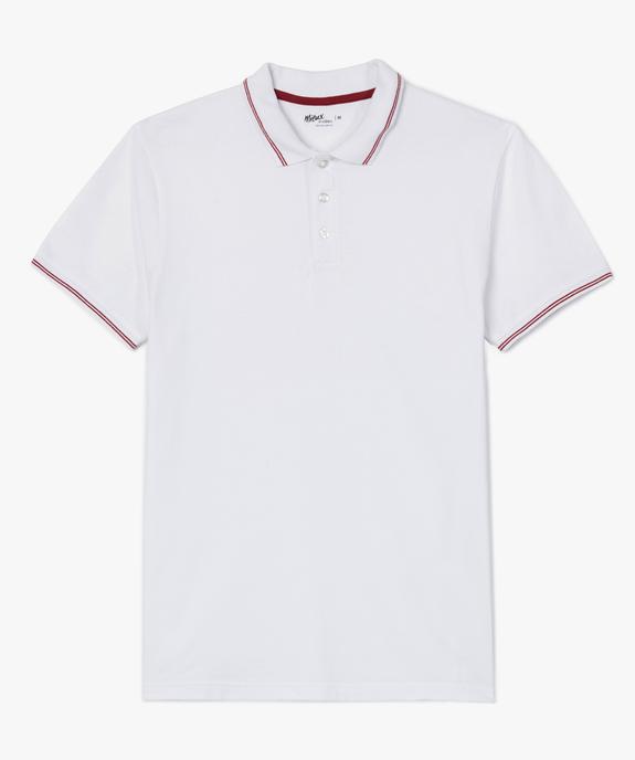 Polo homme aux finitions contrastantes en coton bio vue4 - GEMO 4G HOMME - GEMO