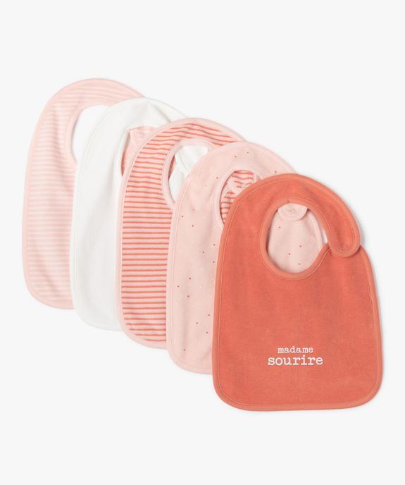 Bavoirs en éponge fermeture pression bébé fille (lot de 5) vue1 - GEMO(BB COUCHE) - GEMO