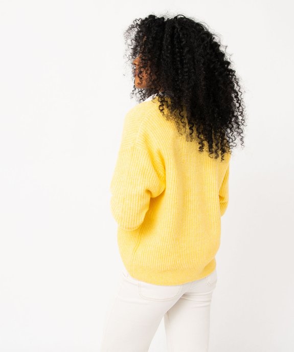 Gilet col V en maille ajourée femme vue3 - GEMO(FEMME PAP) - GEMO