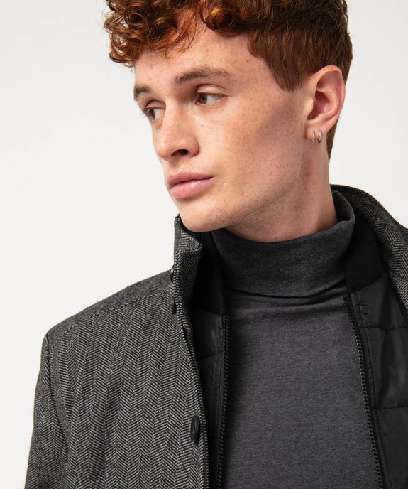 Manteau homme court avec col intérieur amovible vue3 - GEMO (HOMME) - GEMO