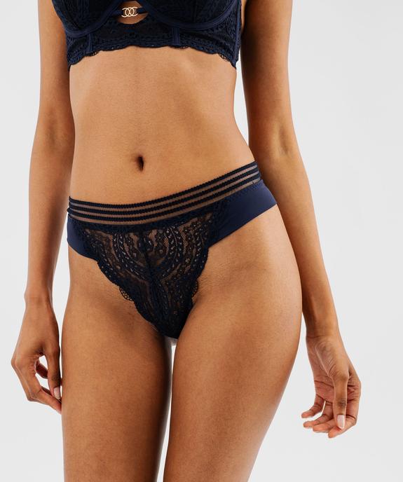 Tanga en dentelle et microfibre femme vue1 - GEMO(HOMWR FEM) - GEMO