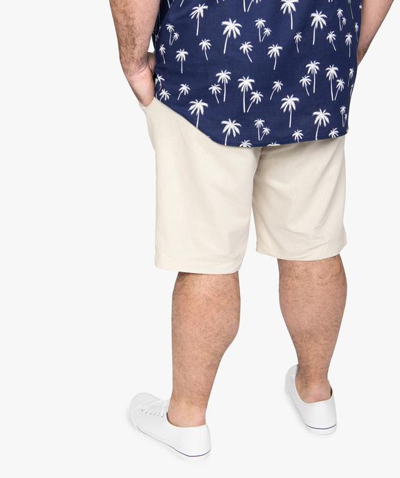 Bermuda homme grande taille en lin avec taille élastiquée  vue3 - GEMO (HOMME) - GEMO