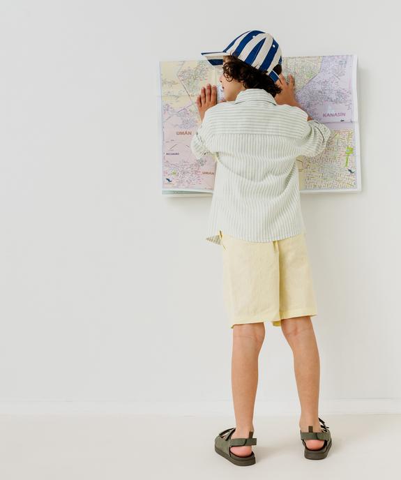 Bermuda en coton lin à taille élastiquée garçon vue7 - GEMO (ENFANT) - GEMO