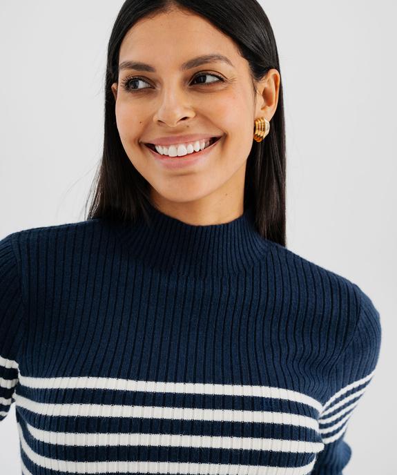 Pull col montant à rayures femme - LuluCastagnette vue2 - LULUCASTAGNETTE - GEMO