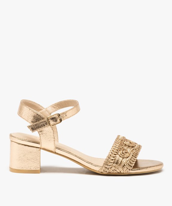 Sandales femme à talon carré et brides métallisées fantaisie vue1 - GEMO(URBAIN) - GEMO