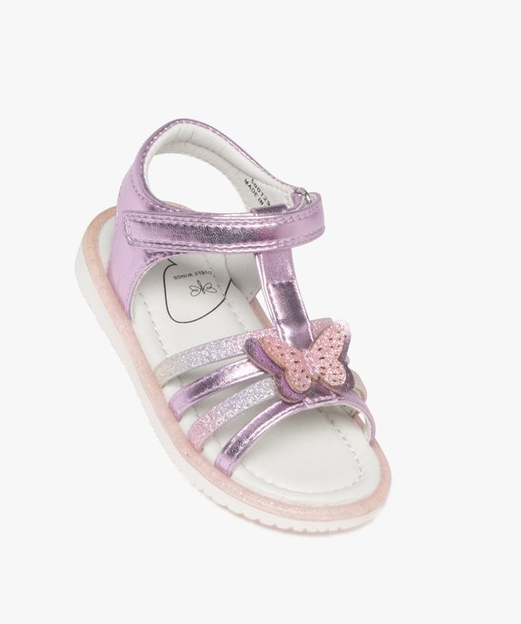 Sandales métallisées à scratch, paillettes et papillons bébé fille vue5 - LOVELY WINGS - GEMO