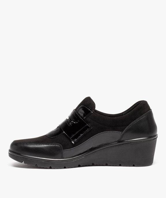 Mocassins femme confort unies à talon compensé et bride vernie vue3 - GEMO (CONFORT) - GEMO