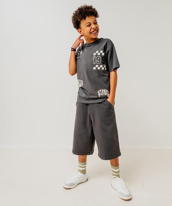Bermuda skater en coton extensible au coloris unique garçon vue1 - GEMO (JUNIOR) - GEMO