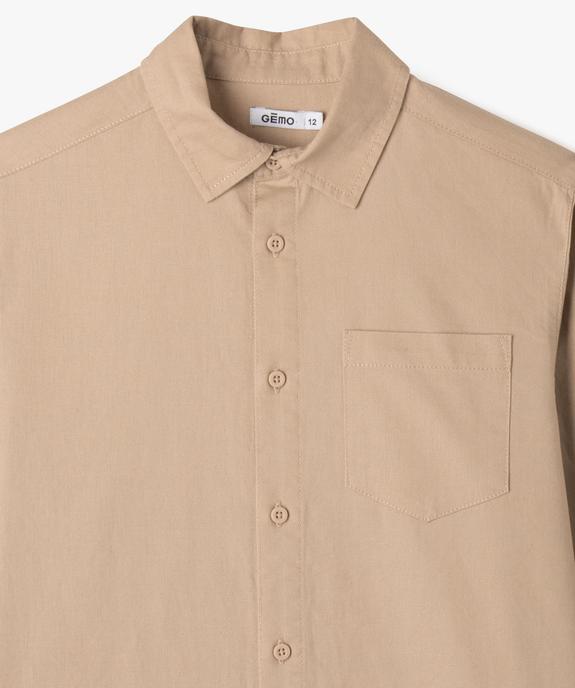 Chemise manches longues en coton lin mélangés garçon vue6 - GEMO (JUNIOR) - GEMO