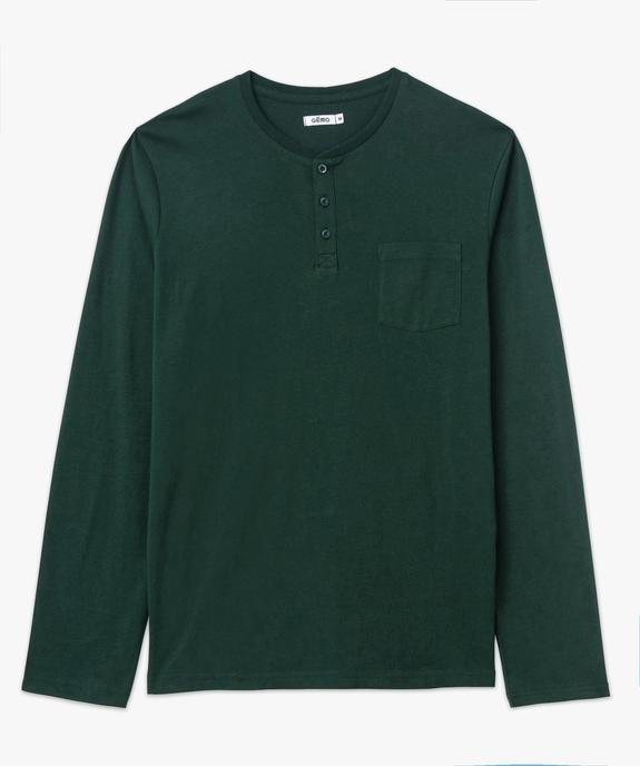 Tee-shirt à manches longues et col tunisien homme vue4 - GEMO 4G HOMME - GEMO