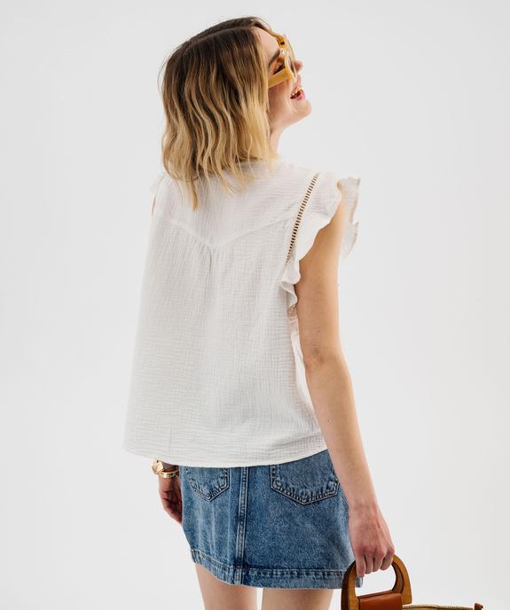 Blouse manches courtes en gaze de coton femme vue3 - GEMO(FEMME PAP) - GEMO