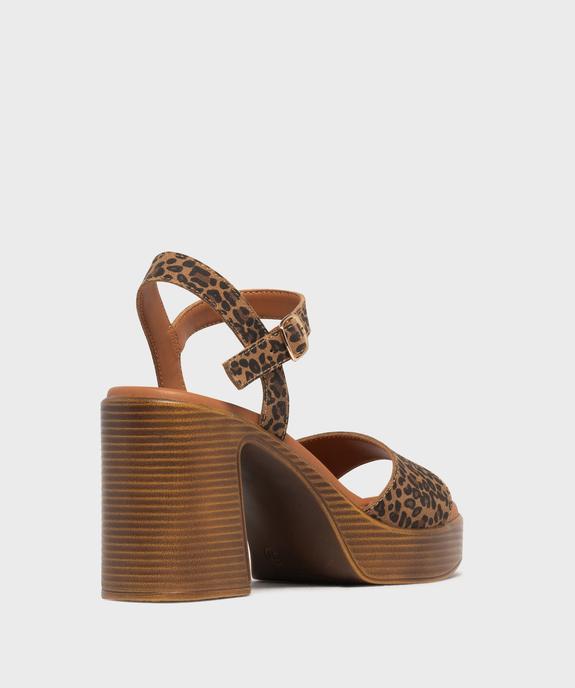 Sandales à talon haut et patin en cuir suédé femme - Tanéo vue4 - TANEO - GEMO