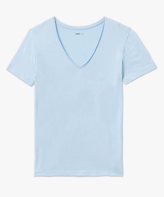 Tee-shirt à manches courtes avec col V roulotté femme vue4 - GEMO(FEMME PAP) - GEMO