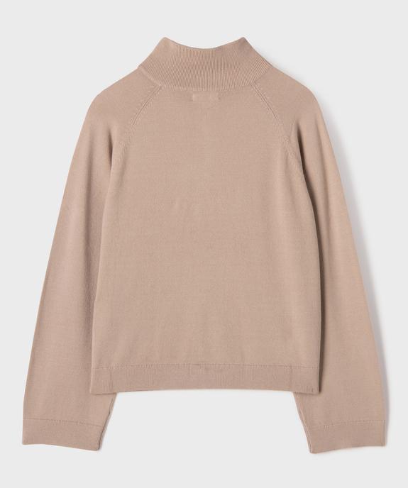 Pull col camionneur zippé en maille fine fille vue3 - GEMO (JUNIOR) - GEMO