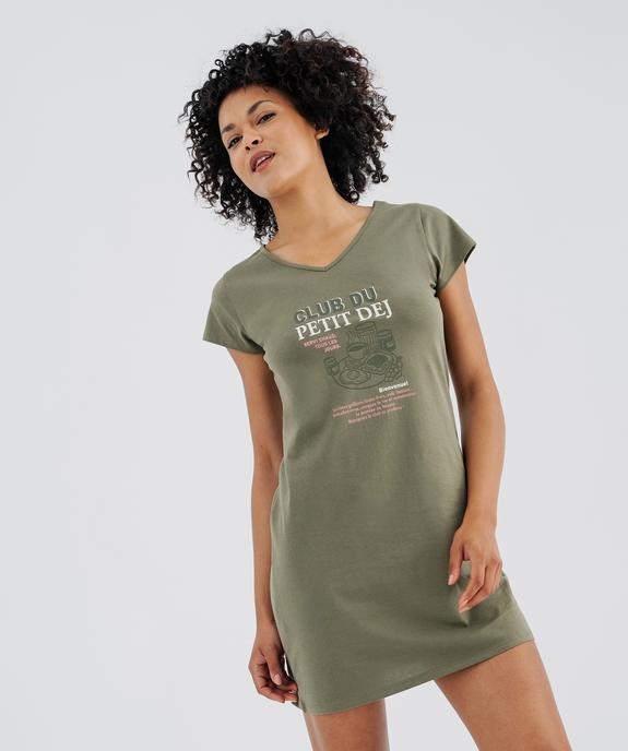Chemise de nuit à manches courtes et col V femme vue1 - GEMO 4G FEMME - GEMO