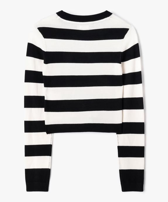 Pull fin à rayures et coupe courte fille vue4 - GEMO 4G FILLE - GEMO