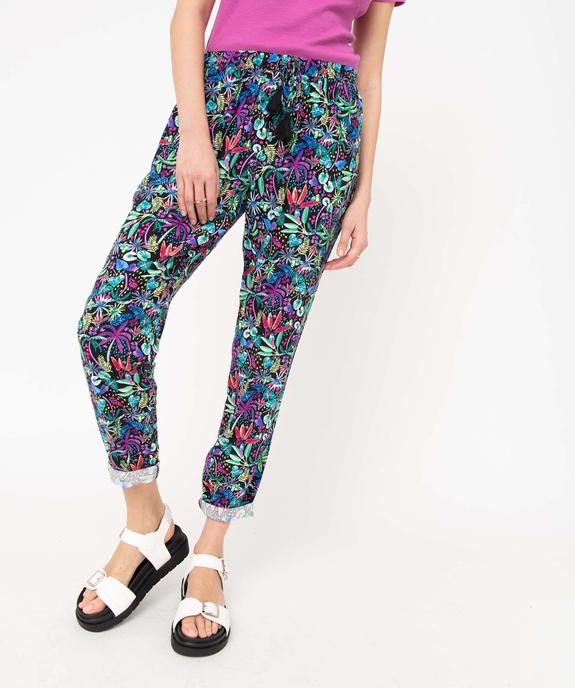 Pantalon femme fluide à motifs exotiques vue1 - GEMO(FEMME PAP) - GEMO