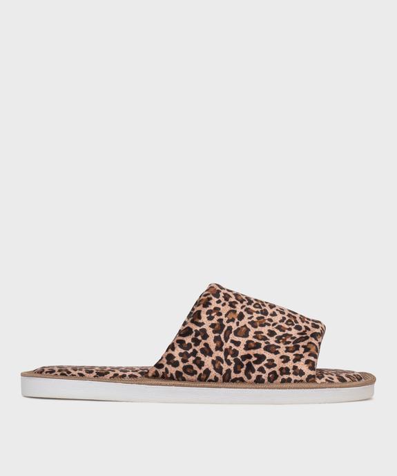 Mules ouvertes en velours à motif léopard femme vue1 - GEMO(HOMWR FEM) - GEMO