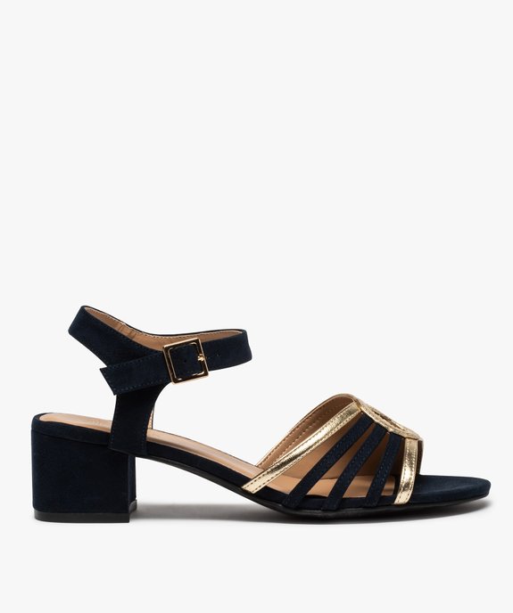 Sandales femme suédées à talon carré et détails métallisés vue1 - GEMO(URBAIN) - GEMO