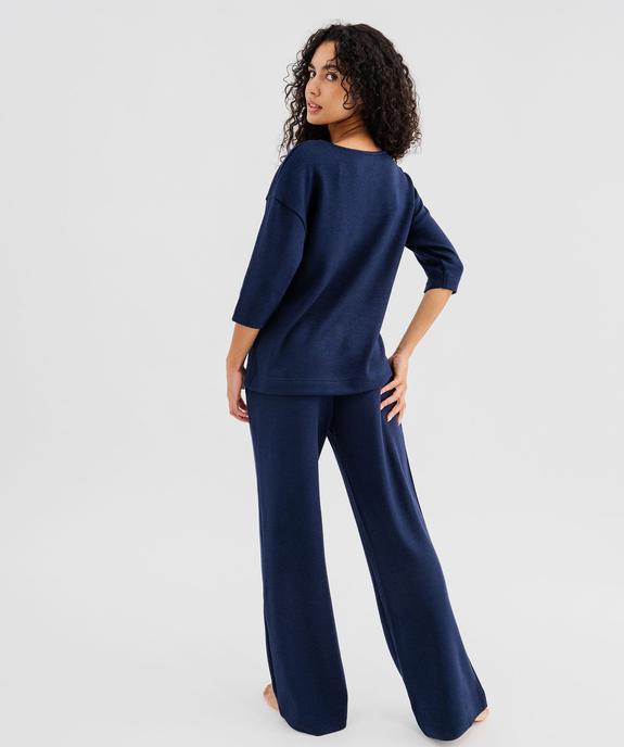 Pyjama en maille douillette avec ourson sur l’avant femme - LuluCastagnette vue3 - LULUCASTAGNETTE - GEMO