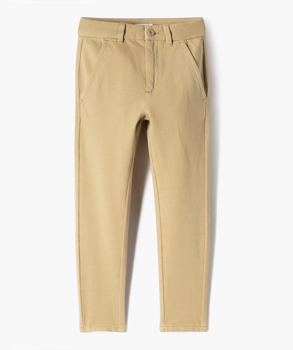 Pantalon chino en maille confortable et au coloris unique garçon vue1 - LULUCASTAGNETTE - GEMO