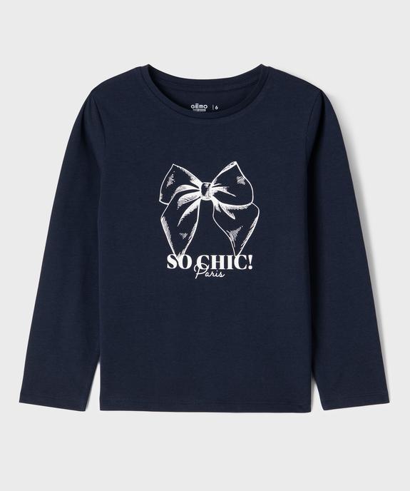 Tee-shirt manches longues avec motif girly fille vue1 - GEMO 4G FILLE - GEMO